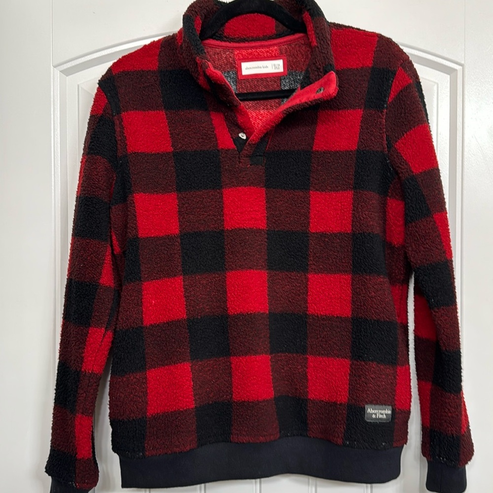 Abercrombie Kids Red and Black Sweater Buffalo Plaid